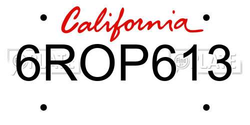 6ROP613 California License Plate