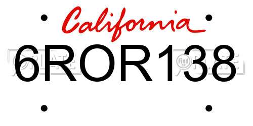 6ROR138 California License Plate