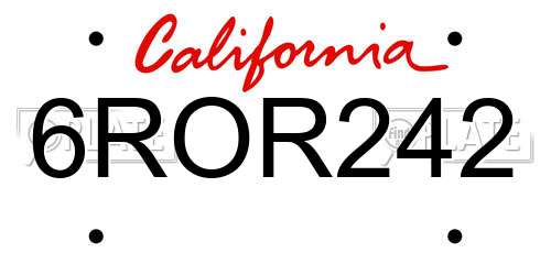 6ROR242 California License Plate