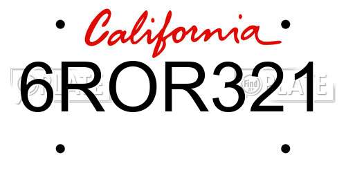6ROR321 California License Plate