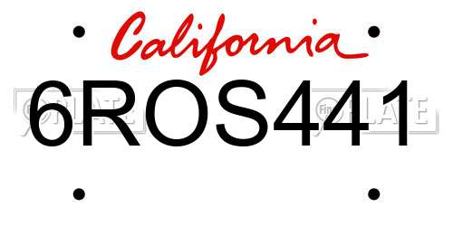6ROS441 California License Plate