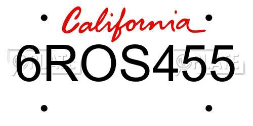 6ROS455 California License Plate