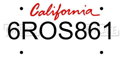 6ROS861 California License Plate