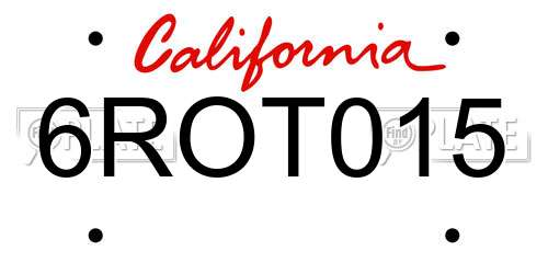 6ROT015 California License Plate