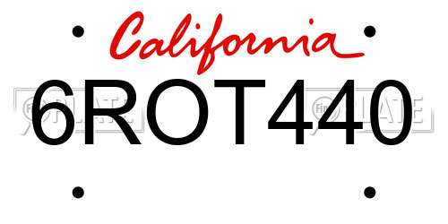 6ROT440 California License Plate