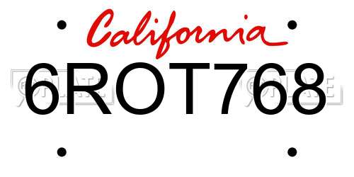 6ROT768 California License Plate