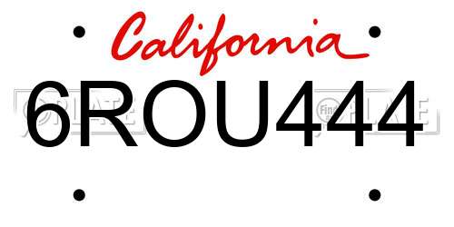 6ROU444 California License Plate