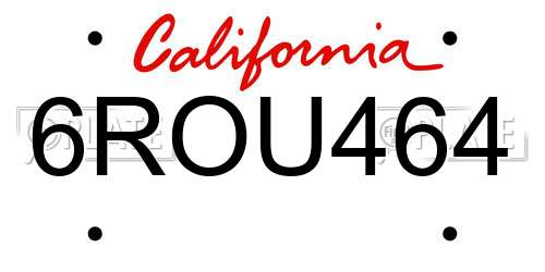 6ROU464 California License Plate