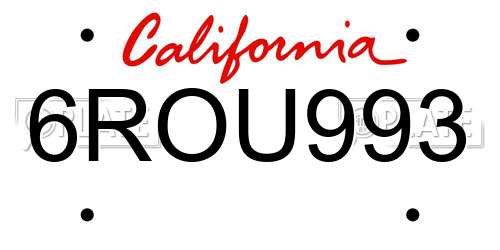 6ROU993 California License Plate