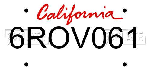 6ROV061 California License Plate
