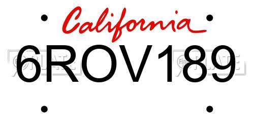 6ROV189 California License Plate