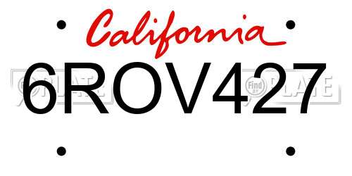 6ROV427 California License Plate