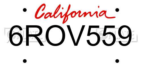 6ROV559 California License Plate