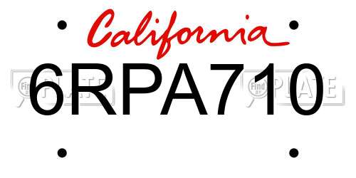 6RPA710 California License Plate