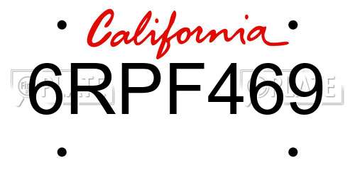 6RPF469 California License Plate