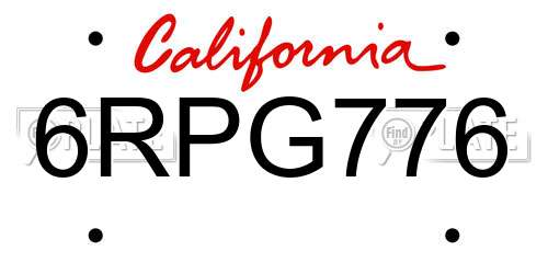 6RPG776 California License Plate