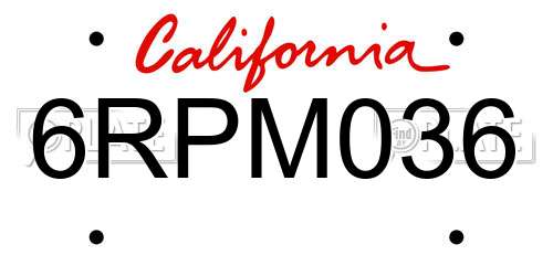 6RPM036 California License Plate