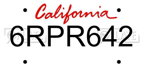 6RPR642 California License Plate
