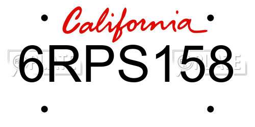 6RPS158 California License Plate