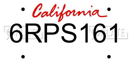 6RPS161 California License Plate