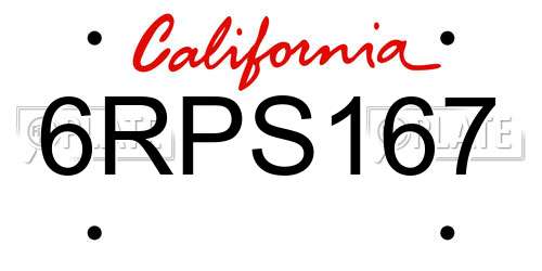 6RPS167 California License Plate