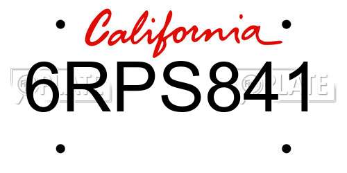 6RPS841 California License Plate