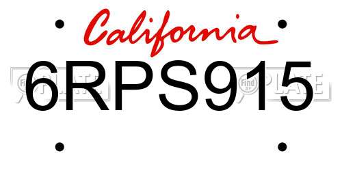 6RPS915 California License Plate
