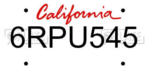 6RPU545 California License Plate