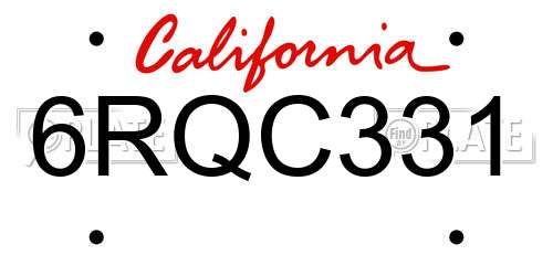 6RQC331 California License Plate