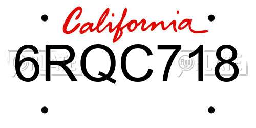 6RQC718 California License Plate