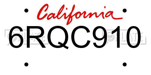 6RQC910 California License Plate
