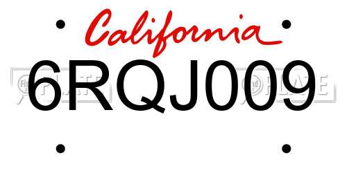 6RQJ009 California License Plate