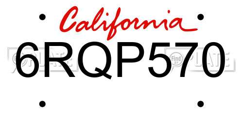 6RQP570 California License Plate