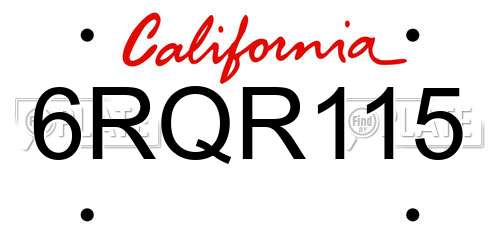 6RQR115 California License Plate