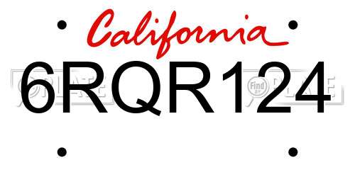 6RQR124 California License Plate