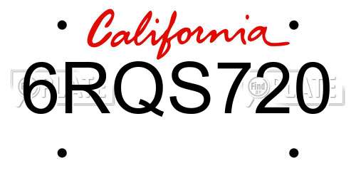 6RQS720 California License Plate