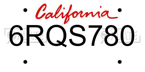 6RQS780 California License Plate
