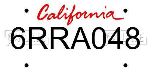 6RRA048 California License Plate
