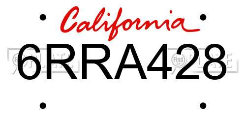 6RRA428 California License Plate