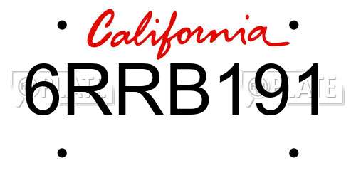 6RRB191 California License Plate