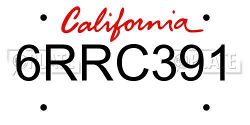 6RRC391 California License Plate