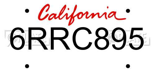 6RRC895 California License Plate