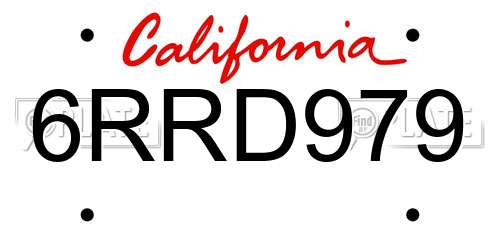 6RRD979 California License Plate