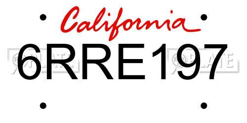 6RRE197 California License Plate
