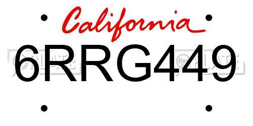 6RRG449 California License Plate