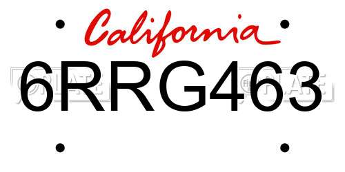 6RRG463 California License Plate