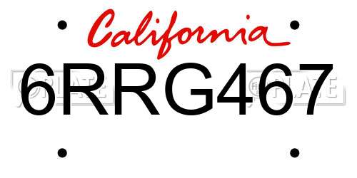 6RRG467 California License Plate