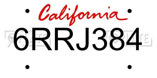 6RRJ384 California License Plate