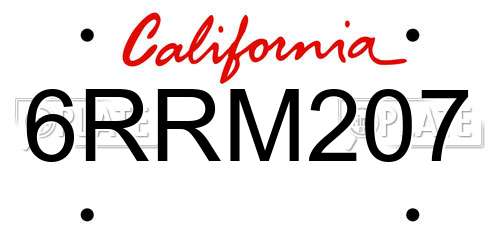 6RRM207 California License Plate