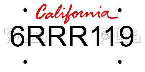 6RRR119 California License Plate
